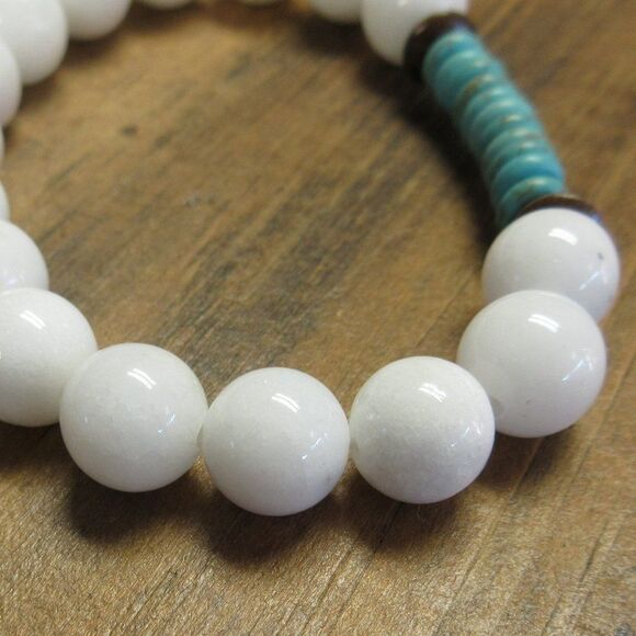 MERRISOTA JEWELRY White Jade Wagernite Stretch Bracelet Size 6 3/4 Gemstones NEW - Picture 1 of 6